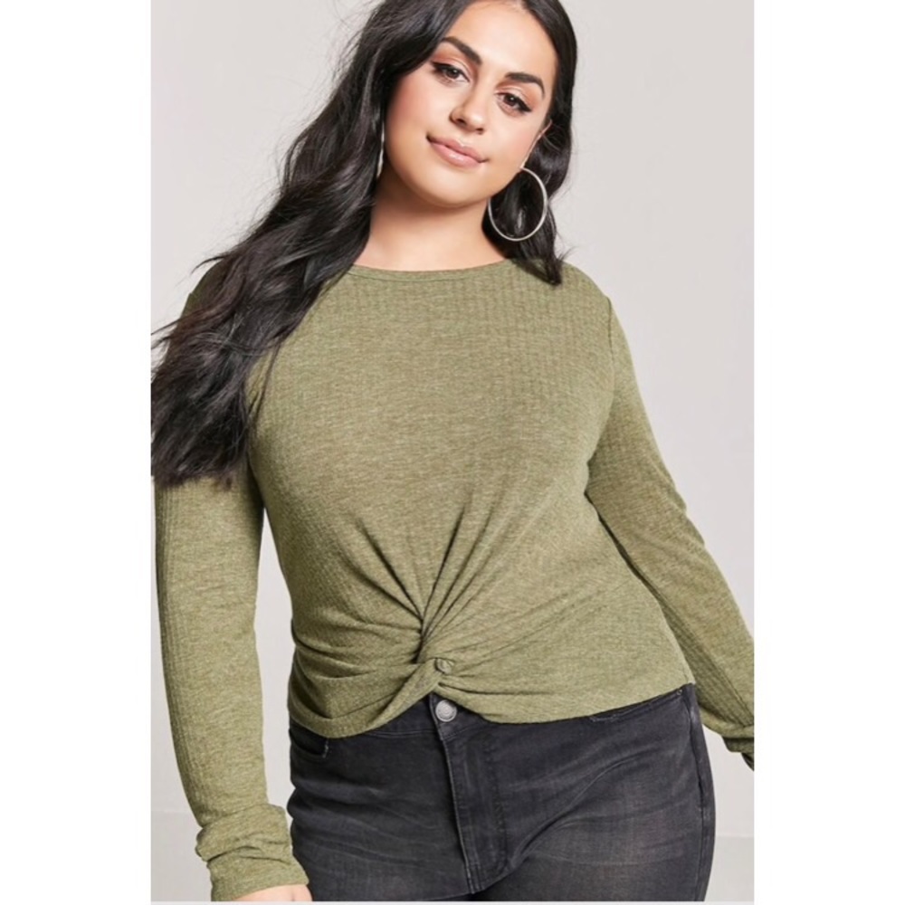 forever 21 plus size rib knit twist front top